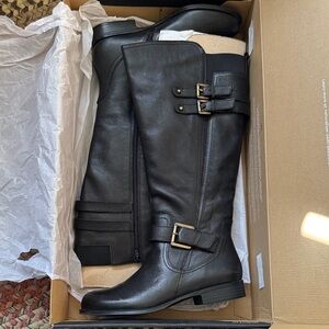 Naturalizer - Jessie Black Tall Healed Leather Boots.  size 7 M - Wide Calf